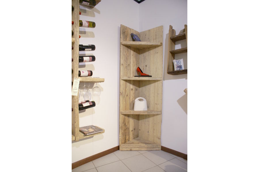 Libreria in legno di recupero e acciaio (XN-ANG001)