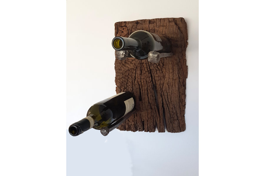 Portabottiglie in legno di recupero e chiodi (XN-CAN005)