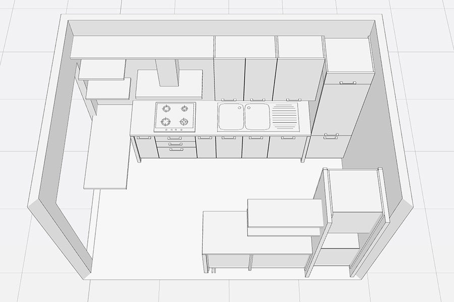 Cucina in legno di recupero e tubi acciaio (XT-CUC006)