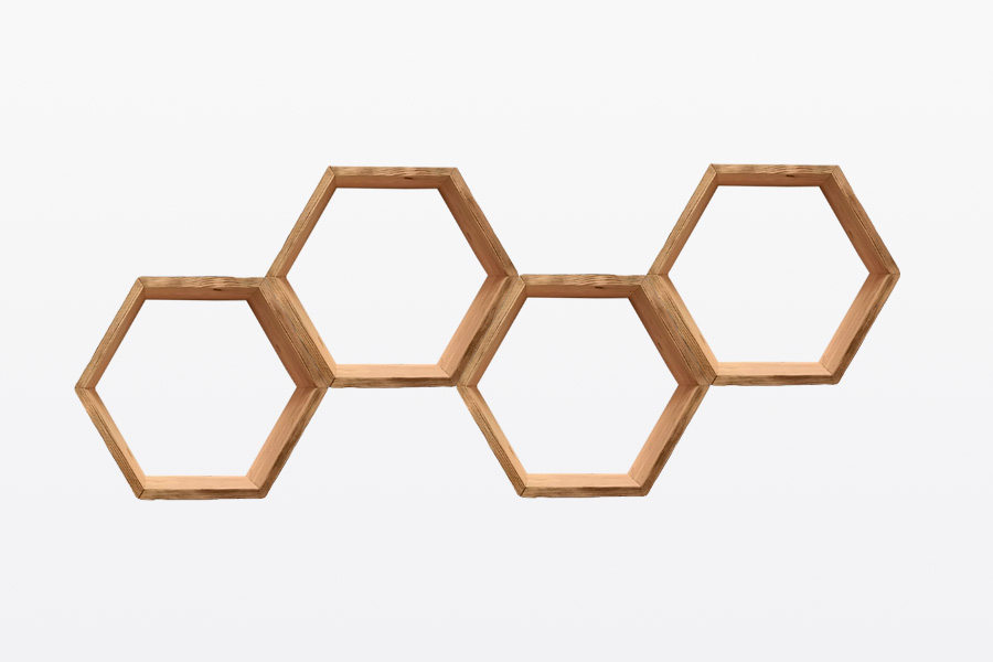 mensole esagonali in legno di recupero