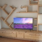 Porta TV e libreria in legno vecchio (XN-COM012)