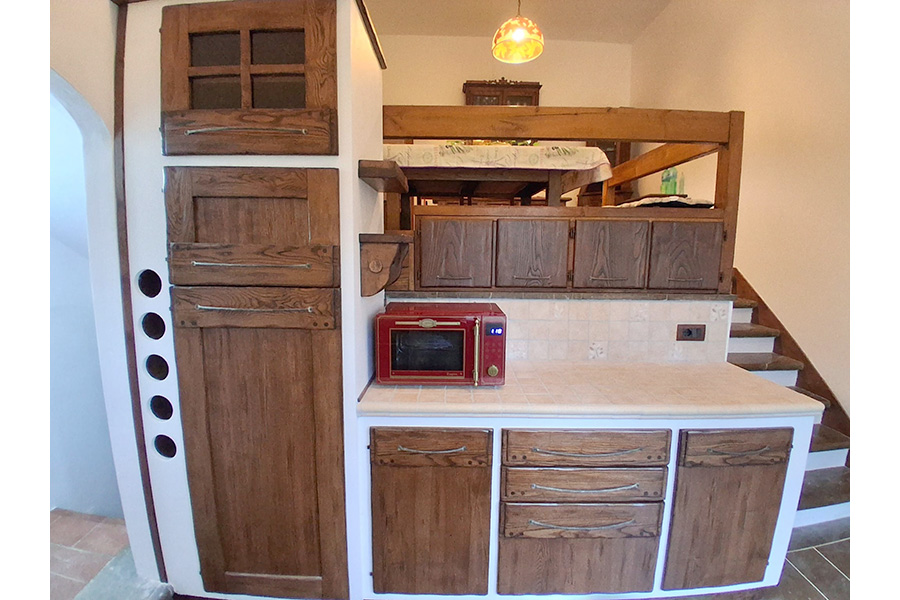 Cucina in finta muratura frontali castagno (PP-CFM051)
